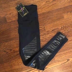 electric yoga leather detailed leggings